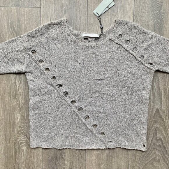 One Grey Day Grace Sweater Merino Alpaca Wool Knit Coastal Cottagecore Brown S - Picture 7 of 16